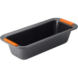 Форма для випікання Le Creuset, антипригарна, прямокутна, 30×11,5×7 см, стійка до закваски, з вуглецевої сталі, антрацит/помаранчева