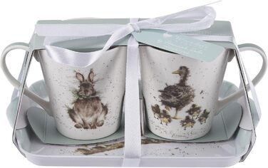Portmeirion Home & Gifts X0011658739 Wrendale by Royal Worcester s/2 Cups & Saucers Wrendale Designs (Set of 2 (1 Cup & Saucer))