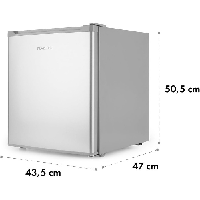 Klarstein Neo Silver Mini Fridge - 23L Compact Refrigerator for Drinks & Skincare - Quiet Operation, Adjustable Shelf