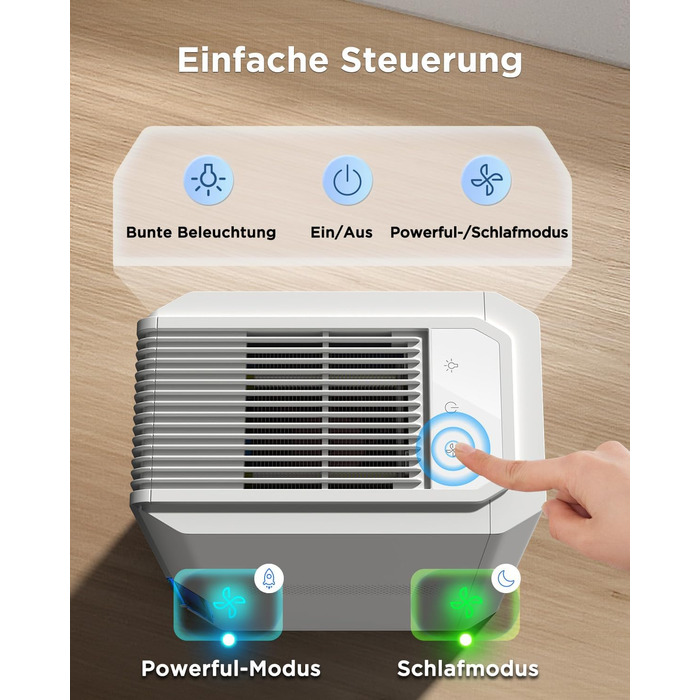 EasyAcc Електричний осушувач повітря 1200 мл, енергозберігаючий, тихий, портативний, з автовимкненням та режимом сну. Ідеально для офісу та дому (2000 мл, кремовий)