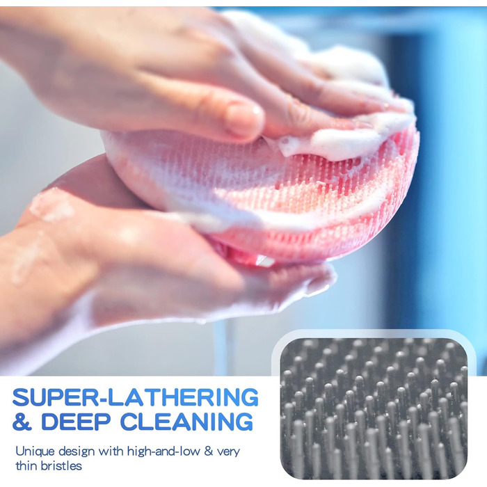 Набір силіконових скребків для спини та м'яких душових щіток ManmiHealth (2 шт.), чудово відлущуючий скребок для тіла та супер пінящийся рукавичка для душу, з безкоштовним гачком (сірий)