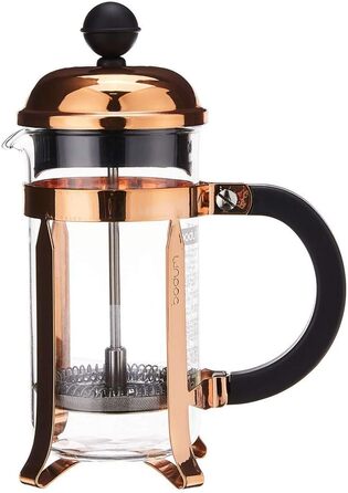 Френч-прес Bodum Chambord 1 л, набір з 6 двошарових склянок Pavina 350 мл, мідний, глянцевий