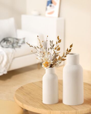 YEEBECA Modern Desk Vase - Scandinavian Style Table Decor for Pampas Grass & Flowers - Living Room Vase