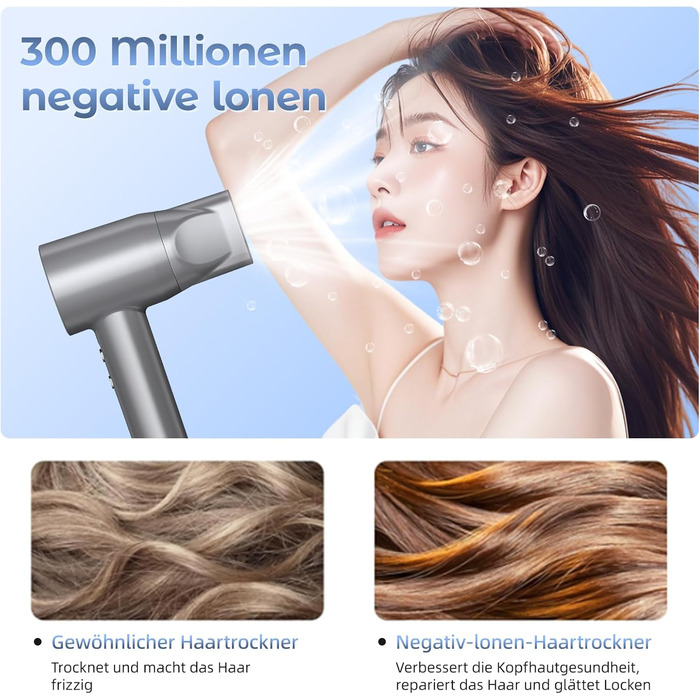 Іонізатор для волосся MANKIW, 160 000 об/хв, Supersonic фен з магнітною насадкою, швидке сушіння