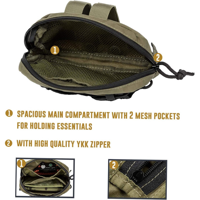 OneTigris EDC-сумка для корму для собак, MOLLE-сумка, підходить для собачого спорядження та тренувань (2 шт., коричнева)