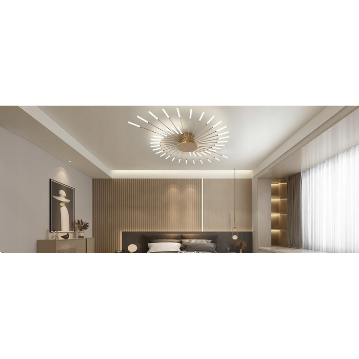 Підвісна люстра GOECO золота, сучасна LED, 128x128 см, 42 Вт, 4500 лм