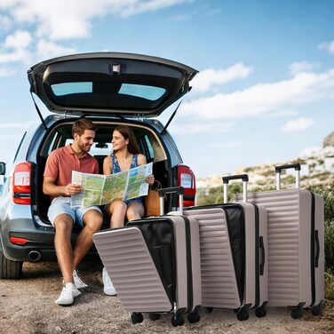 Набір валіз Merax TSA 3 шт. (M-L-XL) з телескопічним ручками та 4 колесами, чорний, PP-матеріал