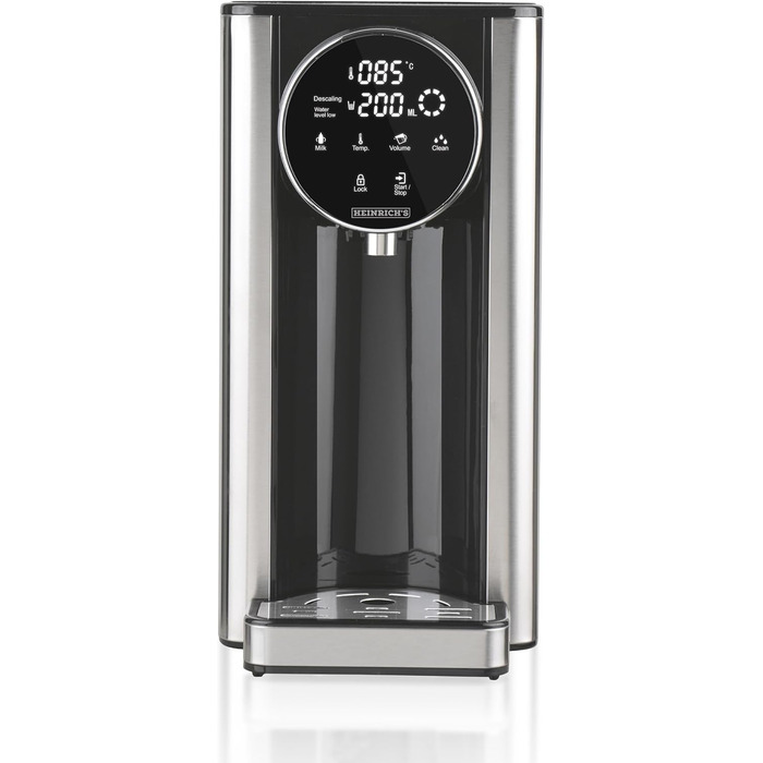 Heinrich's hot water dispenser: hot water at the touch of a button between 40°-100°C, water volume selectable from 100ml-400ml, suitable for baby food, incl. cleaning function + filter, touch display, 2.7