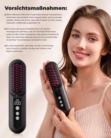 CARER SPARK Бездротова випрямляч для волосся з акумулятором 10000mAh, швидкий нагрів за 30 секунд, 80 хвилин роботи, мільйони негативних іонів, портативна міні-щітка для подорожей, 9 температурних режимів, захист від перегріву, швидке укладання