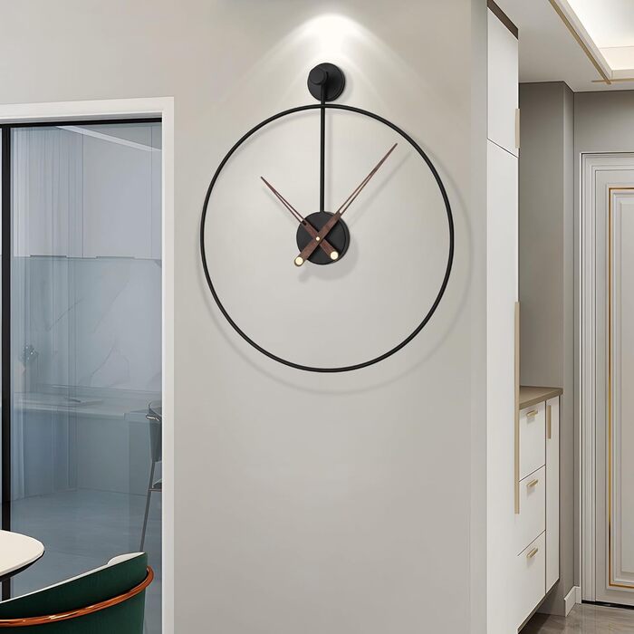 HAITANG Large Modern Living Room Clock, Black XXL Round Metal Wall Clock for Kitchen Office Bedroom, Vintage Wall Clocks, Battery Operated, Silent Clock Movement, Home Decoration, 60 cm