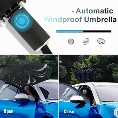 Чорний парасолька Herreicher туристичний автоматичний штормостійкий з алюмінієвим каркасом, компактний, 102 см, 10 спиць, для чоловіків/жінок/дітей/літніх людей