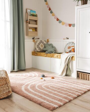 benuta Listening Kids Rug Gobi - Acrylic - Rectangular & in Style: Children's Motifs, Stripes, Scandi Living - Easy Care for Living Room, Bedroom, Blue, 160x230 cm 160 x 230 cm (Rectangular) Blue