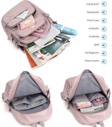 Шкільний рюкзак JANSBEN: водонепроникний, для підлітків, з відділенням для ноутбука, 30L, нейлон, фіолетовий