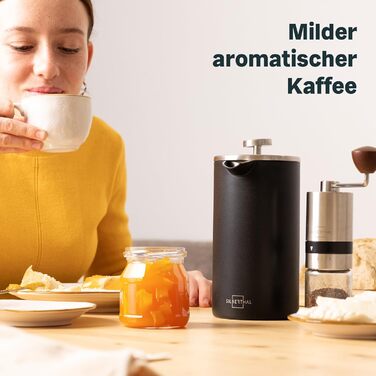 SILBERTHAL Coffee Grinder Manual Conical Burr Grinder - Adjustable Grind Size from Coarse to Fine - Hand Grinder Made of Stainless Steel and Glass - Ideal Gift Idea