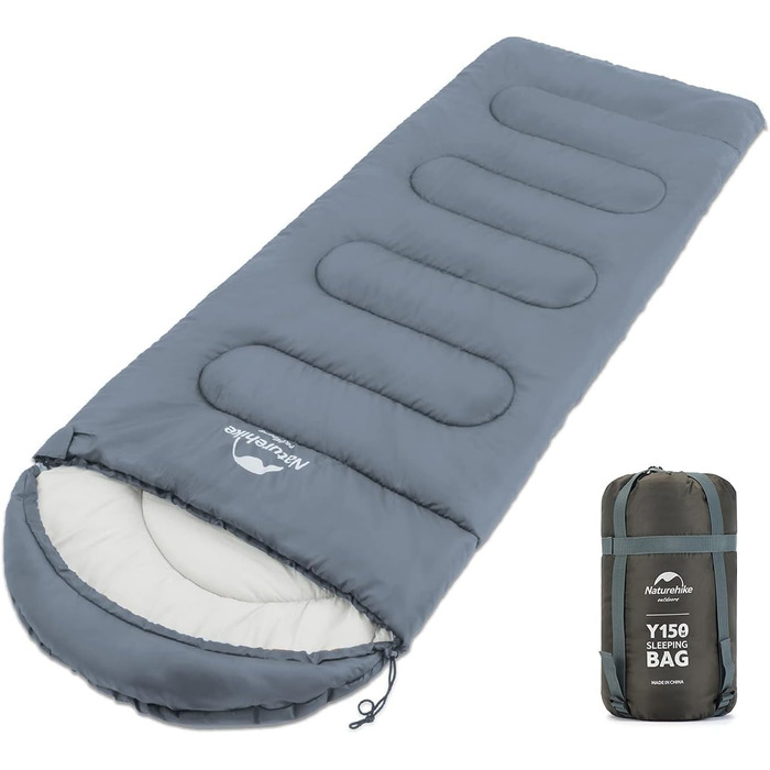 Naturehike Sleeping Bag with Hood - Camping Blanket Sleeping Bag - Lightweight & Comfortable - Ideal for Outdoor Adventures & Travel - Marine Blue (7~11°C)