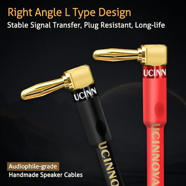 Акустичний кабель UCINNOVATE HiFi OFC 14AWG, 3м, позолочені роз'єми (банановий штекер — Y-подібний затискач), 2 шт.