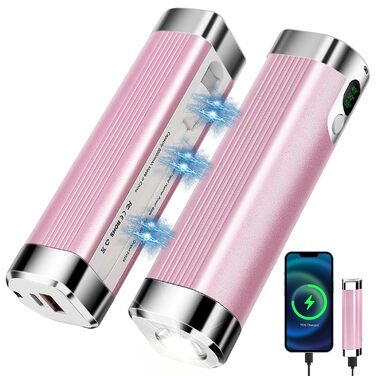 Електричний підігрівач для рук 2 шт., 10000mAh, портативний, 3 в 1, USB, з магнітом, 3 рівні нагріву, подарунок на зиму для жінок, чоловіків, сімей, кемпінгу, рожевий, універсальний розмір