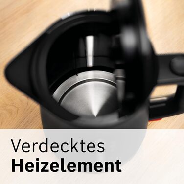 Електричний чайник Bosch MyMoment TWK3M123, 1.7 л, 2400 Вт, чорний матовий, з автовимкненням, захистом від перегріву та індикатором рівня води