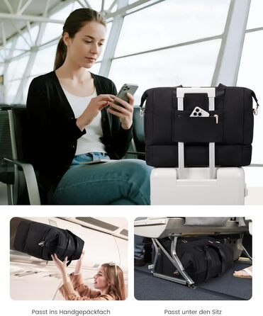 Сумка-рюкзак LOVEVOOK для жінок, велика дорожня сумка-рюкзак з відділенням для взуття та мокрих речей, 40L, 2 шт., чорний