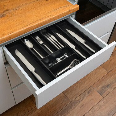Relaxdays Extendable Bamboo Cutlery Box