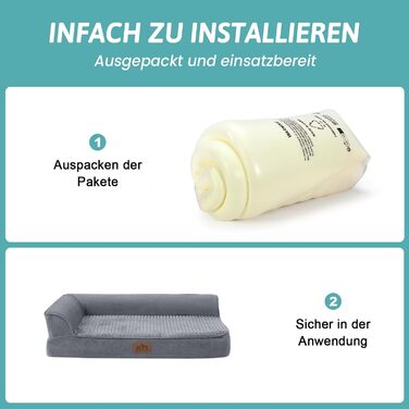 COZY KISS Orthopedic Dog Bed, 19cm Thick Dog Sofa for Medium-Sized Dogs, Removable and Washable Dog Couch, Non-Slip Bottom, Waterproof Inner Lining (Gris-L-Type, L(107 * 76 * 19CM)) (Gray-L-Type, M(91*69*19CM))
