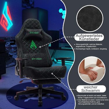 Ігровий крісло Symino, ергономічний офісний крісло, дизайн у стилі гоночного авто, чорний, з підніжкою