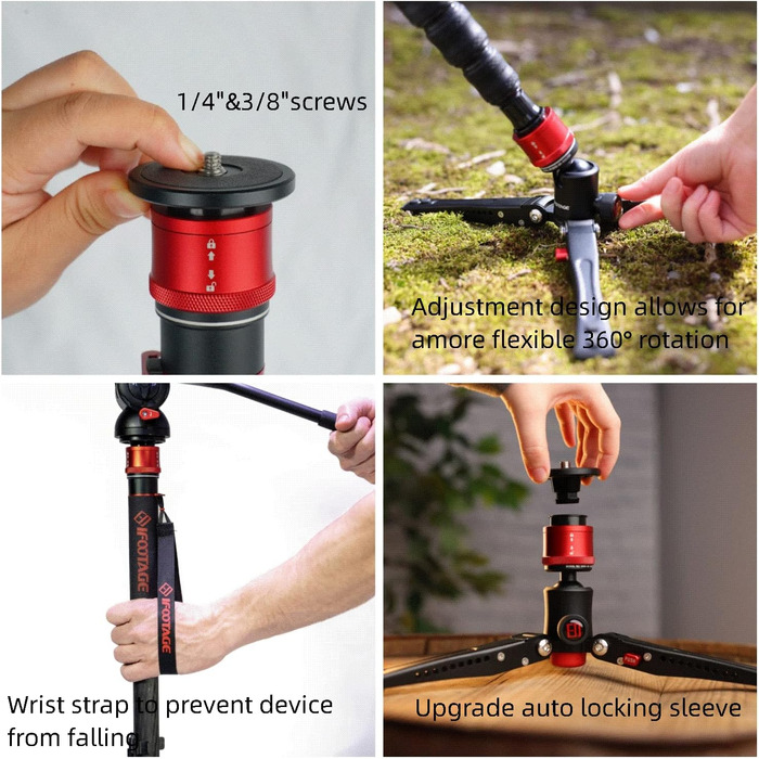 Однонога штатив IFOOTAGE Cobra 3 A180T: штатив-монопод, телескопічний, з алюмінію, для фото- та відеозйомки, сумісний з DSLR та відеокамерами (180 см)