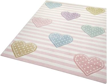 Dreamy Rug Children's Rug Hearts Children's Room Rug Girl in Pink, Purple, Green Size 80x150 cm
