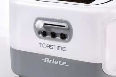 Тостер Ariete 159 Toastime з 2-ма відділеннями, з пружинним захватом, розморожування та підігріву, 700 Вт, нержавіюча сталь, білий