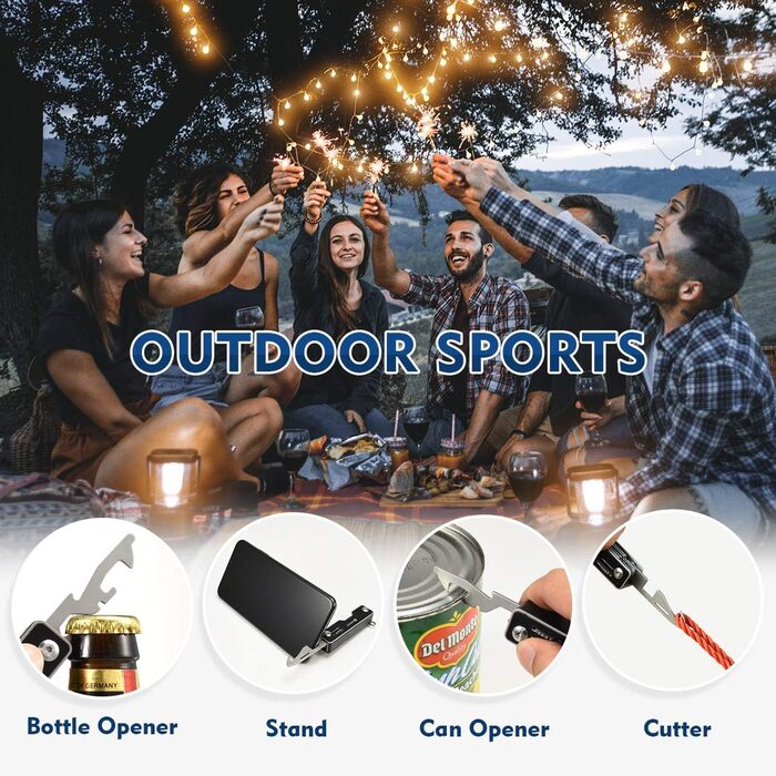 Мультитул BIBURY з нержавіючої сталі, багатофункціональний: викрутка, ніж, відкривачка, карабін. Ідеальний для кемпінгу, ремонту, подарунок для чоловіків (Чорний)