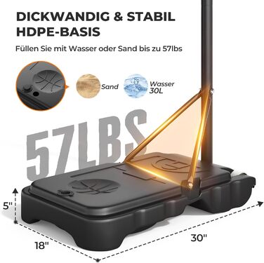 Adjustable Height Basketball Hoop for Kids - Indoor/Outdoor Portable Basketball Stand - Weatherproof Black