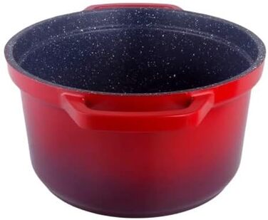 Kamberg 0008191 – Schmortopf 30 cm diameter, oval, red flambé – Aluminum casting – Stone-look coating – Suitable for all types of cooktops, including induction – PFOA-free, aluminum
