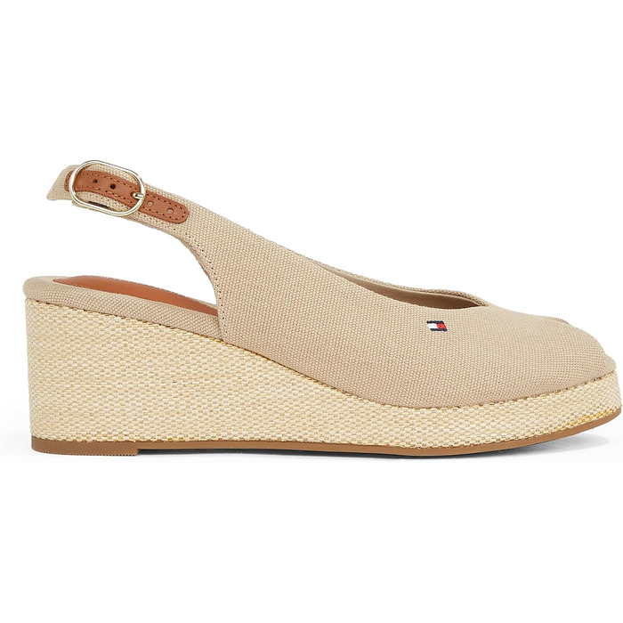 Сліпони Tommy Hilfiger Flag Mid Wedge Espad SLIN бежеві (40 EU) - жіночі сандалі на танкетці