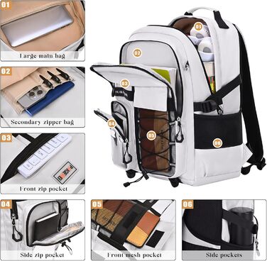 Чоловічий рюкзак для школи та подорожей, великий, водонепроникний, сірий