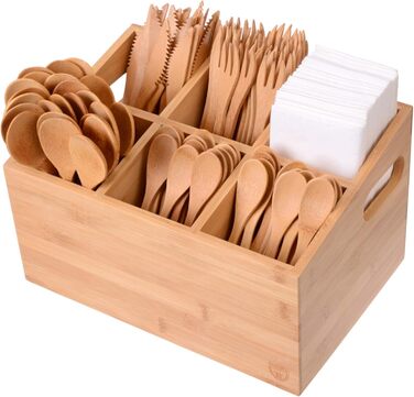 GRÄWE Bamboo Cutlery Holder with 6 Compartments