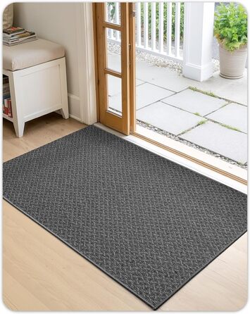 Тонкий килимок для входу COLOR&GEOMETRY, протибризковий та протиковзкий килим у передпокою, темно-сірий, 92 x 142 см