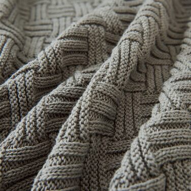 Бавовняна ковдра Longhui з в'язаним візерунком, 127x152 см, для дивану, крісла, ліжка, пляжу, декору дому, сіра ковдра, подарунковий мішечок