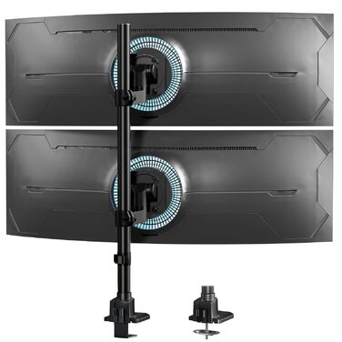 Кріплення для монітора 2 монітори один над одним, 24-57 дюймів, для плоских та вигнутих екранів, вантажопідйомність 2-27 кг, чорний