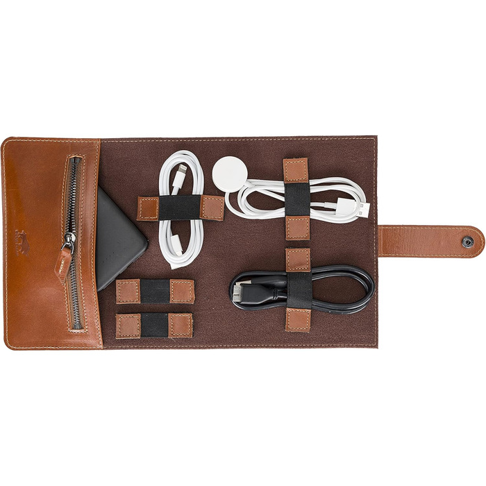 Органайзер для подорожей Solo Pelle: універсальний кейс для кабелів, аксесуарів та гаджетів (колір: Cognac Braun)
