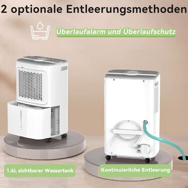 Електричний осушувач повітря Crecolife 12L/24h, 190W, для приміщень 20м², з цифровим дисплеєм та сенсорною панеллю керування, 3 режими осушення, 2 варіанти зливу, таймер 24г