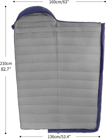 Сплячий мішок QEZER для дорослих та дітей, 4 сезони, 1180г/1860г, чорний | QEZER
