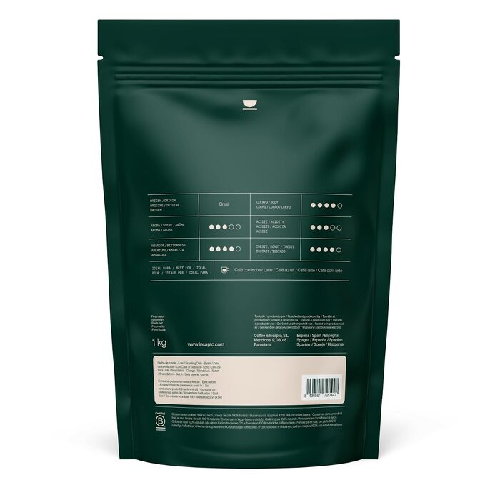 Спеціальна кава в зернах Incapto Single-Origin Brasilien, 100% Арабіка, Espresso Specialty Coffee (SCA 84), обсмажена традиційним способом, Мінас-Жерайс, 1 кг