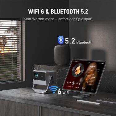 Портативний проєктор Smart Mini Beamer A-20000L з автофокусом, корекцією трапеції, WiFi6, Bluetooth, 4K, 1080P, 20000 Люмен для дому та на вулицю