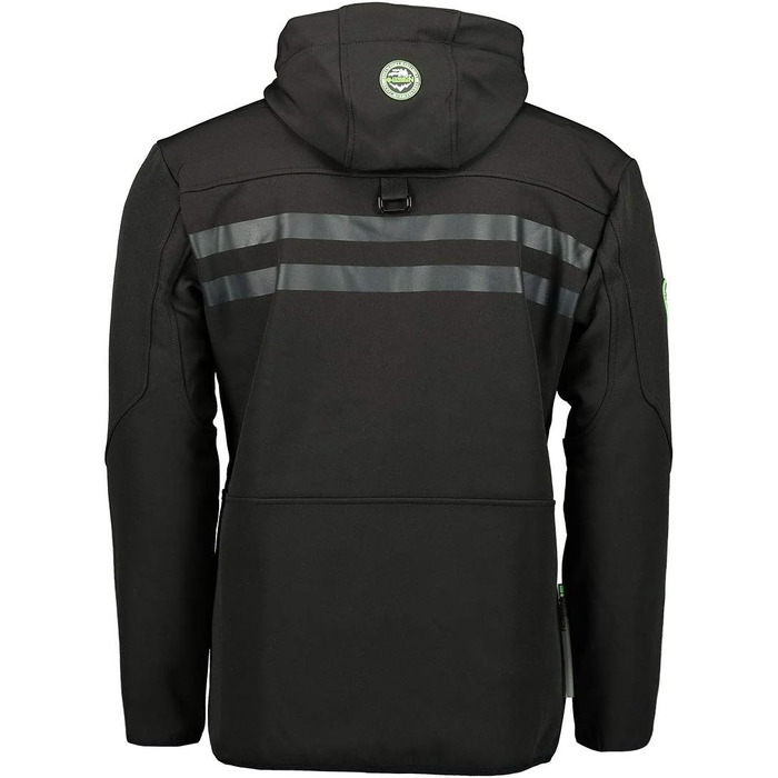 Чоловіча водонепроникна куртка Softshell Geographical Norway Royaute — дихаюча тактична вітрівка з капюшоном для зими та активного відпочинку (Black_Green, L)