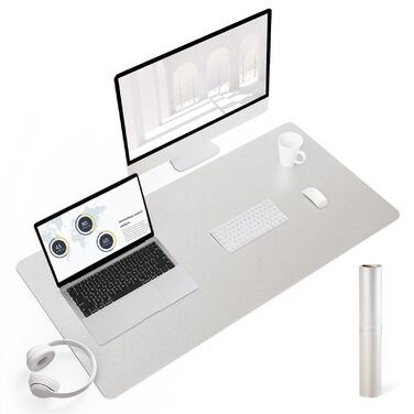 Офісний килимок для миші та столу YSAGi зі шкіри та антиковзким покриттям, 90x43 см (Шампань)