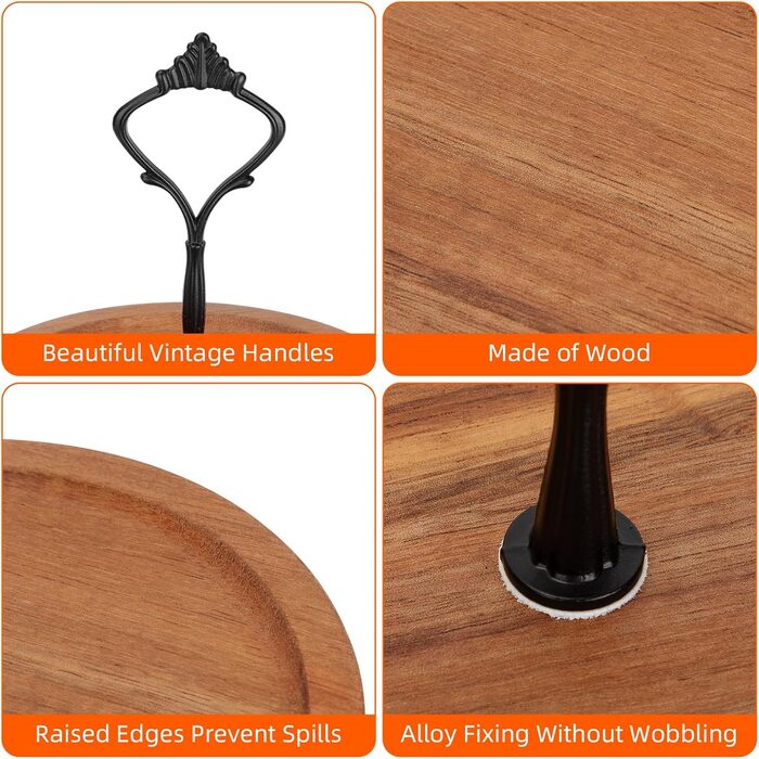 Дерев'яний етажерка для тістечок та капкейків E-ROOM TREND | 1 ярус | з дубовим цоколем | для вечірок та чаю