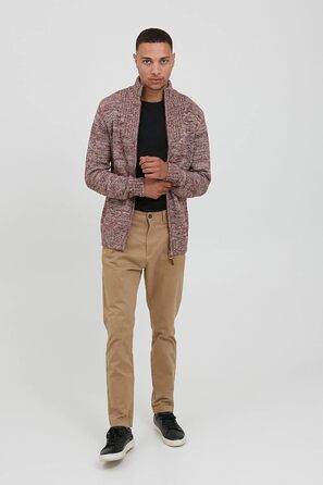 Чоловічий кардиган SDPomeroy з грубого в'язання, з високим коміром, на блискавці, 100% бавовна, Regular fit (3XL, Бордово-червоний)