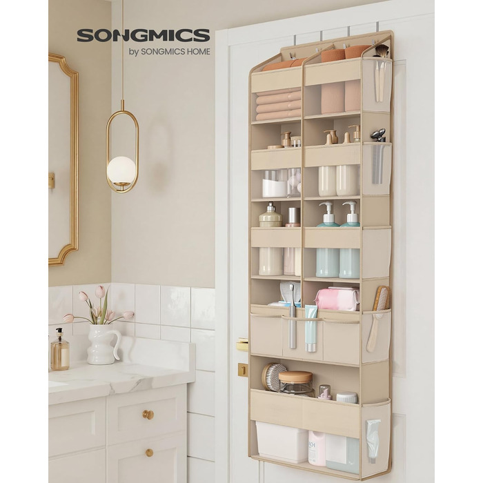 Органайзер на двері SONGMICS, 9 кишень, складний, бежевий RDH009GD01 - полиця для зберігання речей