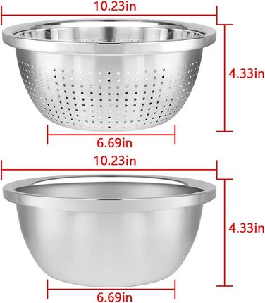 Набір сит Linkidea з нержавіючої сталі 2 шт. з мисками (26 см) для овочів, фруктів, пасти, салатів, миття
