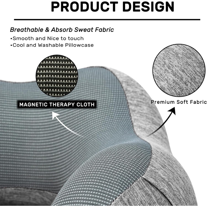 Подушка для шиї у літак 2 шт. Memory Foam, м'яка та підтримуюча, для подорожей, сну, авто, поїздів та дому (Синій та Сірий) (C-чорний та Сірий)
